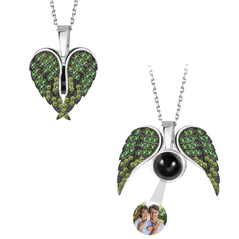 Custom Angel Wings Photo Necklace