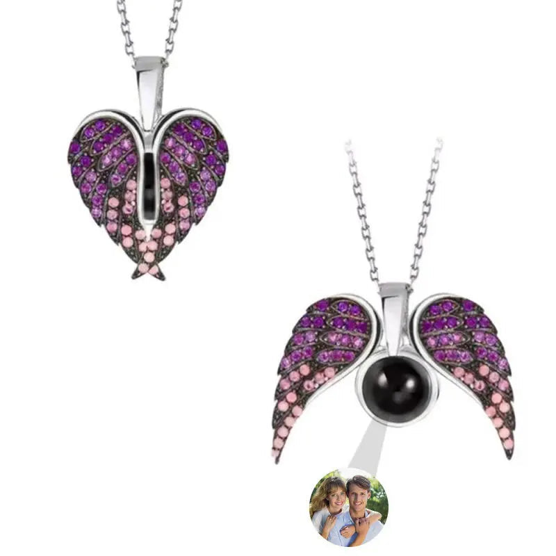 Custom Angel Wings Photo Necklace