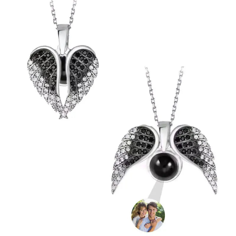 Custom Angel Wings Photo Necklace